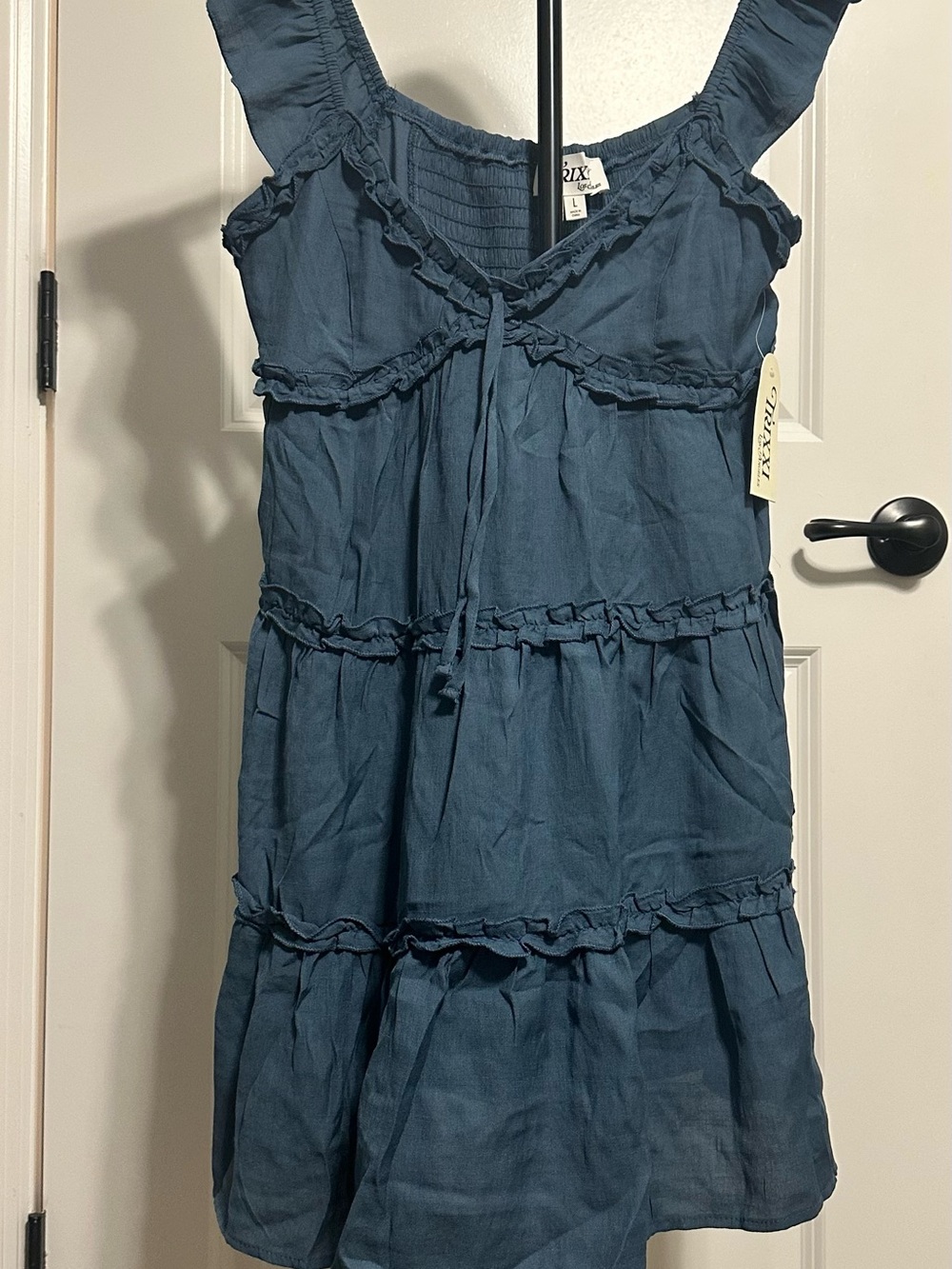 Trixxi Women's Blue Ruffle Tiered Sundress